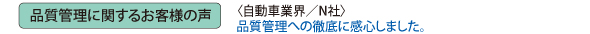 品質管理に関するお客様の声