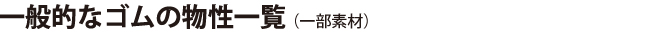 一般的なゴムの物性一覧（一部素材）